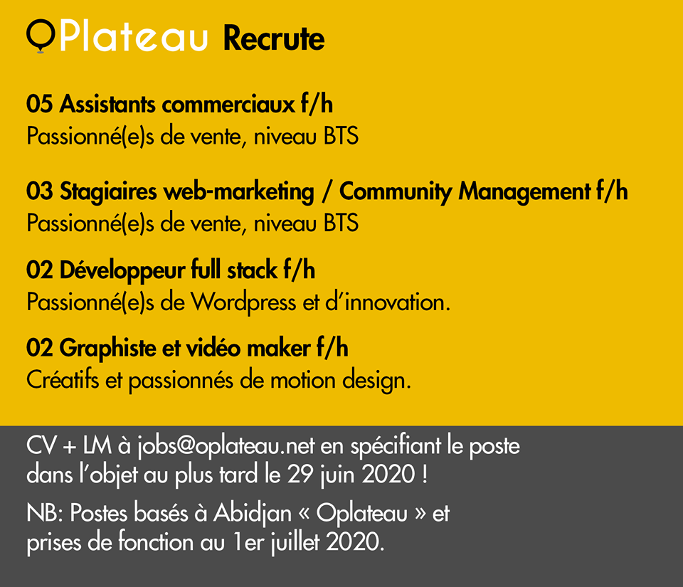 Recrutement de 02 Graphistes et vidéo maker f/h